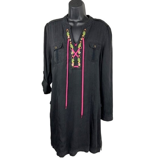 Chelsea & Theodore dress lace up and embroidered bodice adaptable sleeves Med - Picture 1 of 8